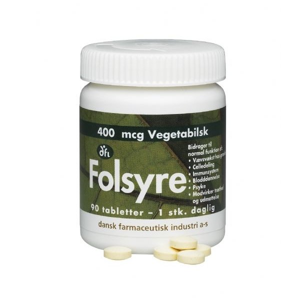 Folsyre 400µg Vegetabilsk vitamin folinsyre tilskud gravid